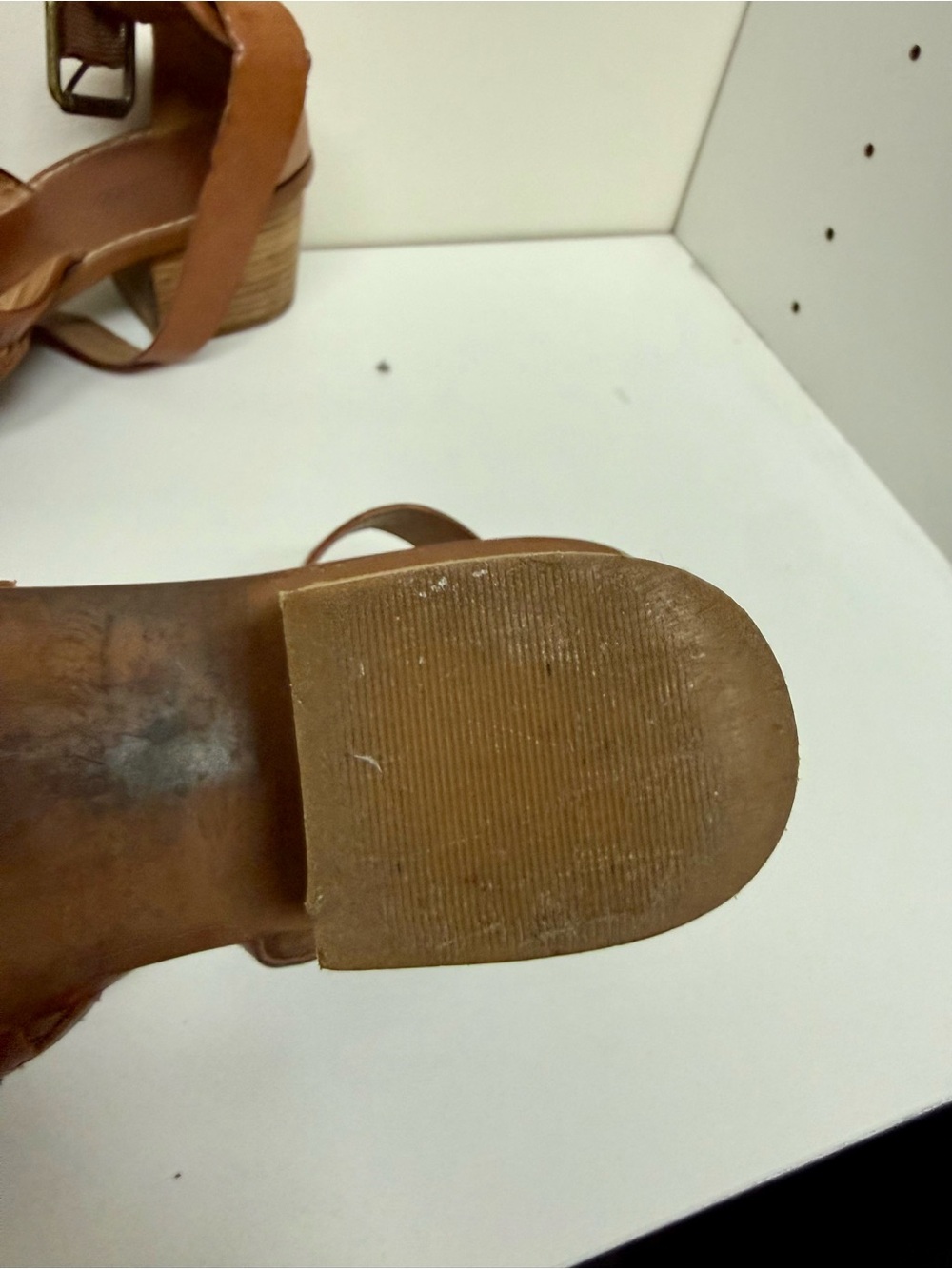 Madewell Cognac Braided Leather Block Heel Sandals - Picture 4 of 5
